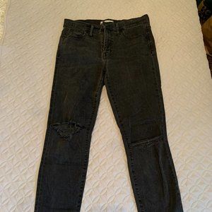 Dark Charcoal Grey Madewell 9" High Waisted Skinny Skinny Jeans